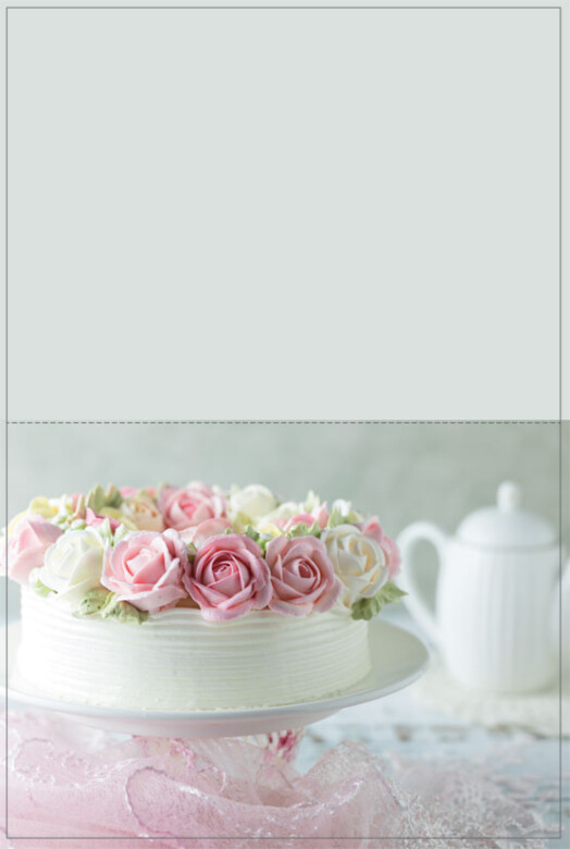 Rose Cake and Tea Birthday Card