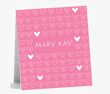 Note card with hearts on it and the words Mary Kay
