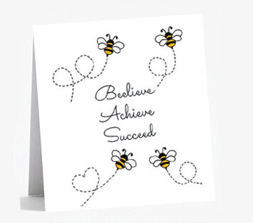 Bees Note Card with text Believe Achieve Succeed