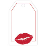Gift tag with a kiss lip on it
