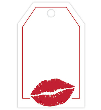 Gift tag with a kiss lip on it