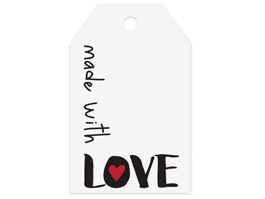 Gift tag with the words Made with Love on it.