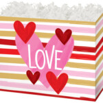 Basket box striped with hearts and the word love