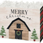 Fold Gift Box with a barn and the words Merry Christmas