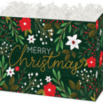 Botanical Christmas Fold Box with garland and words Merry Christmas