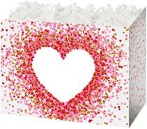Favour box with heart shaped confetti on
