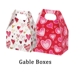 Two Gable Boxes with Valentine Hearts on them