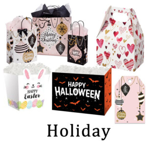 Gift Bags, boxes and tags for holiday gift packaging