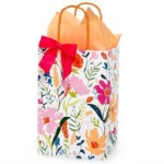 5.25”W x 8.25”H x 3.5”D Gift Bag with colourful flowers on it