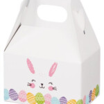 White Gable Box with a easter bunny and eggs on the bottom