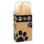 Kraft Prime Sized Bag with Dog Paw Prints on it.