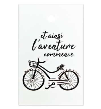 Branded Gift Tag with the words et ainsi l'adventure commence